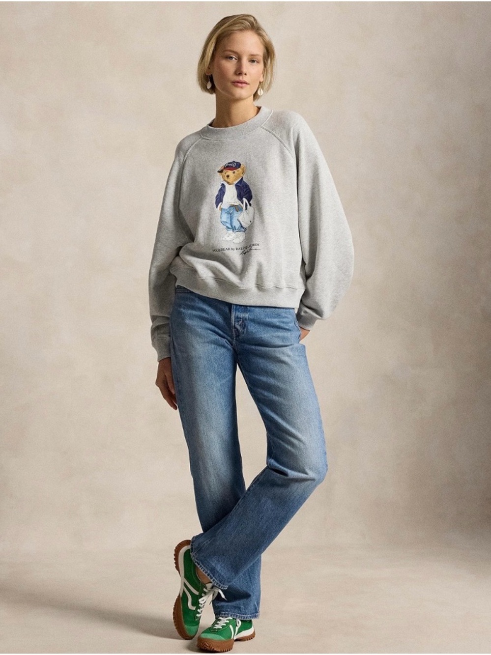 Polo Ralph Lauren Women’s Polo Bear Light Weight Fleece,Heather,Small,EUC